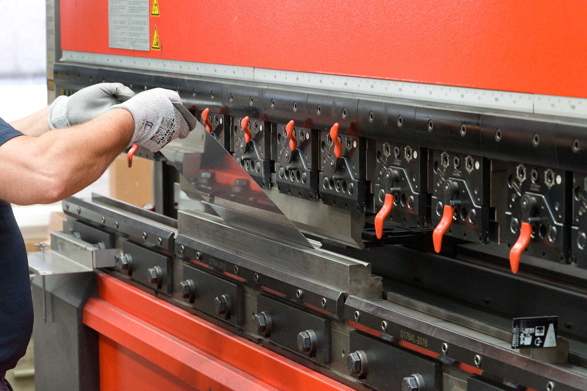 Press brake in operation at Siabs Casorezzo