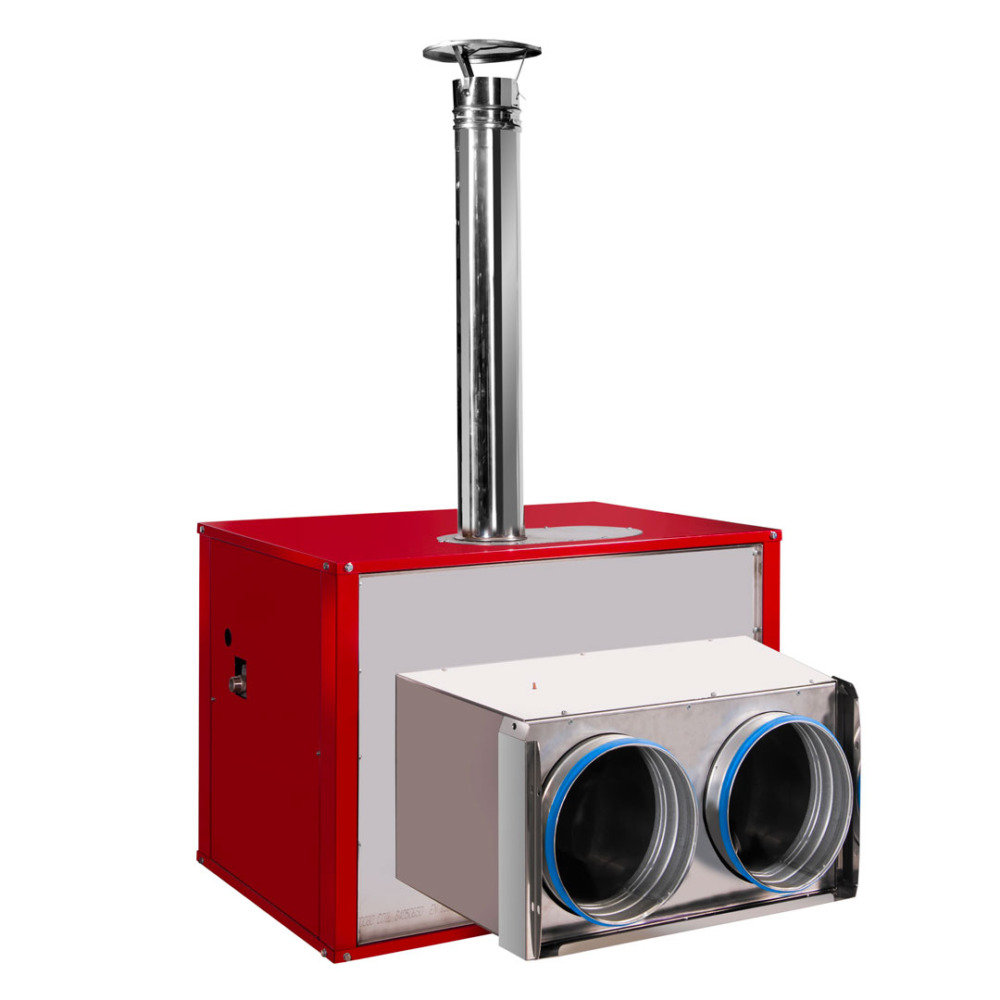 Radiant heaters with the option of installing the burner and gas line externally from the building thus avoiding holes in the roof