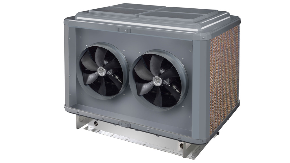 Double fan evaporative coolers