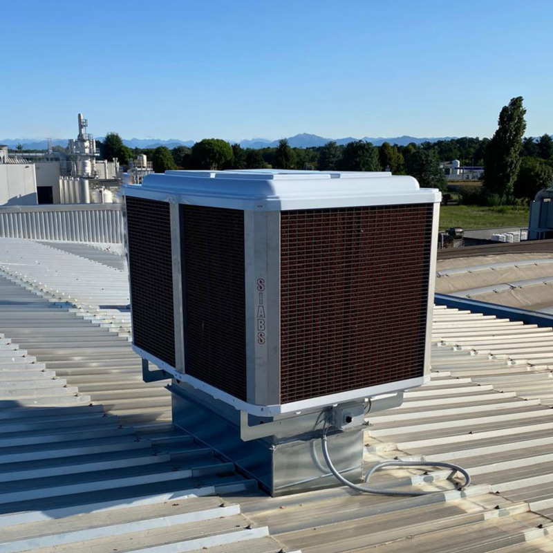 Raffrescamento intsllazione industriale su tetto raffrescatore evaporativo adiabatico